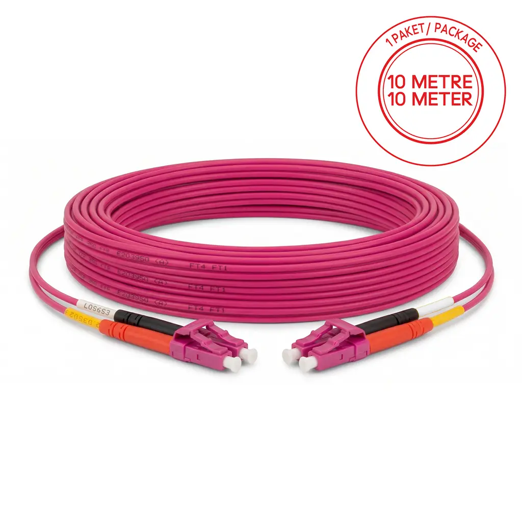 Alfafonet LC/PC-LC/PC Multimode OM4 Dupleks 10 Metre Fiber Patch Cord