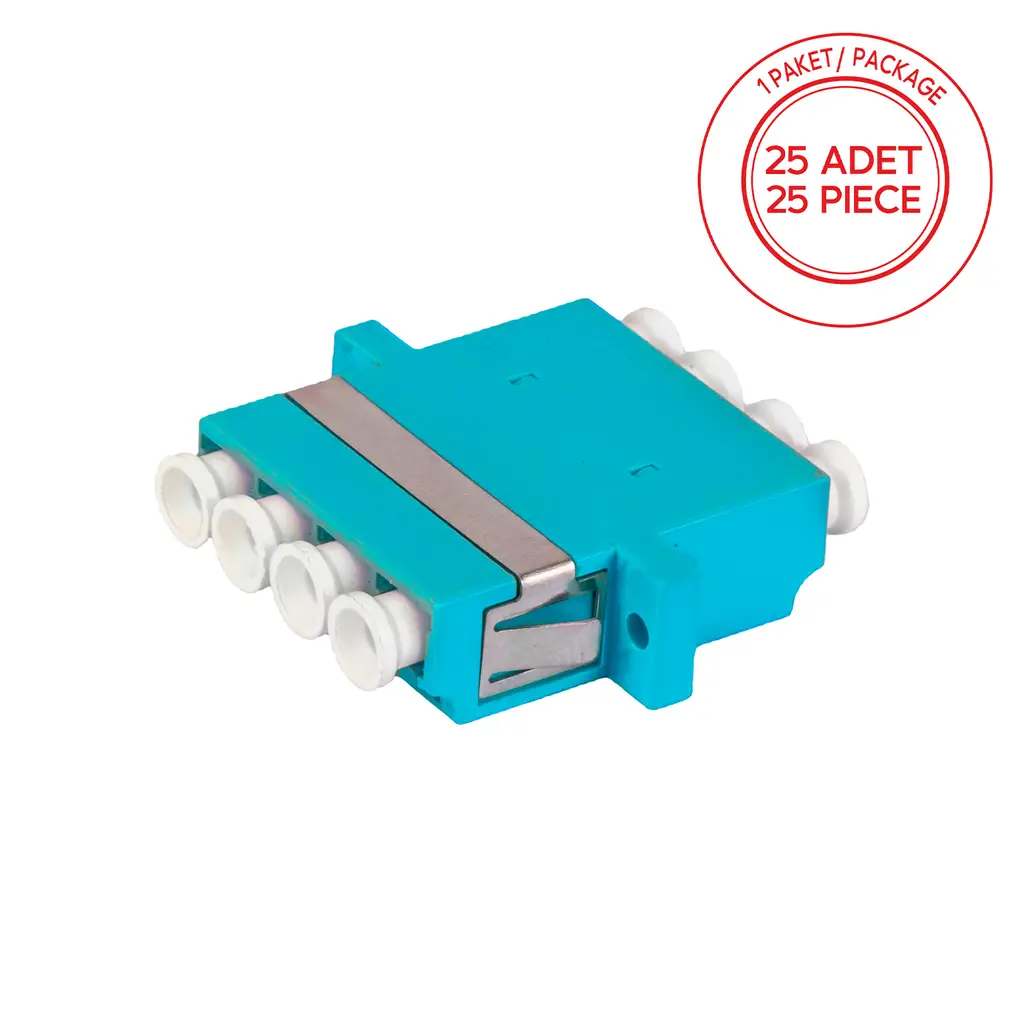 Alfafonet LC/PC Quad Multimode OM3 Fiber Optik Adaptör 1 Paket - 25 Adet