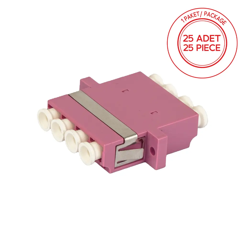 Alfafonet LC/PC Quad Multimode OM4 Fiber Optik Adaptör 1 Paket - 25 Adet