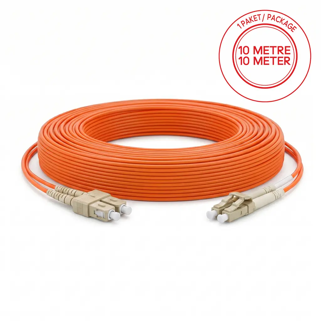 Alfafonet SC/PC-LC/PC Multimode OM2 Dupleks 10 Metre Fiber Patch Cord