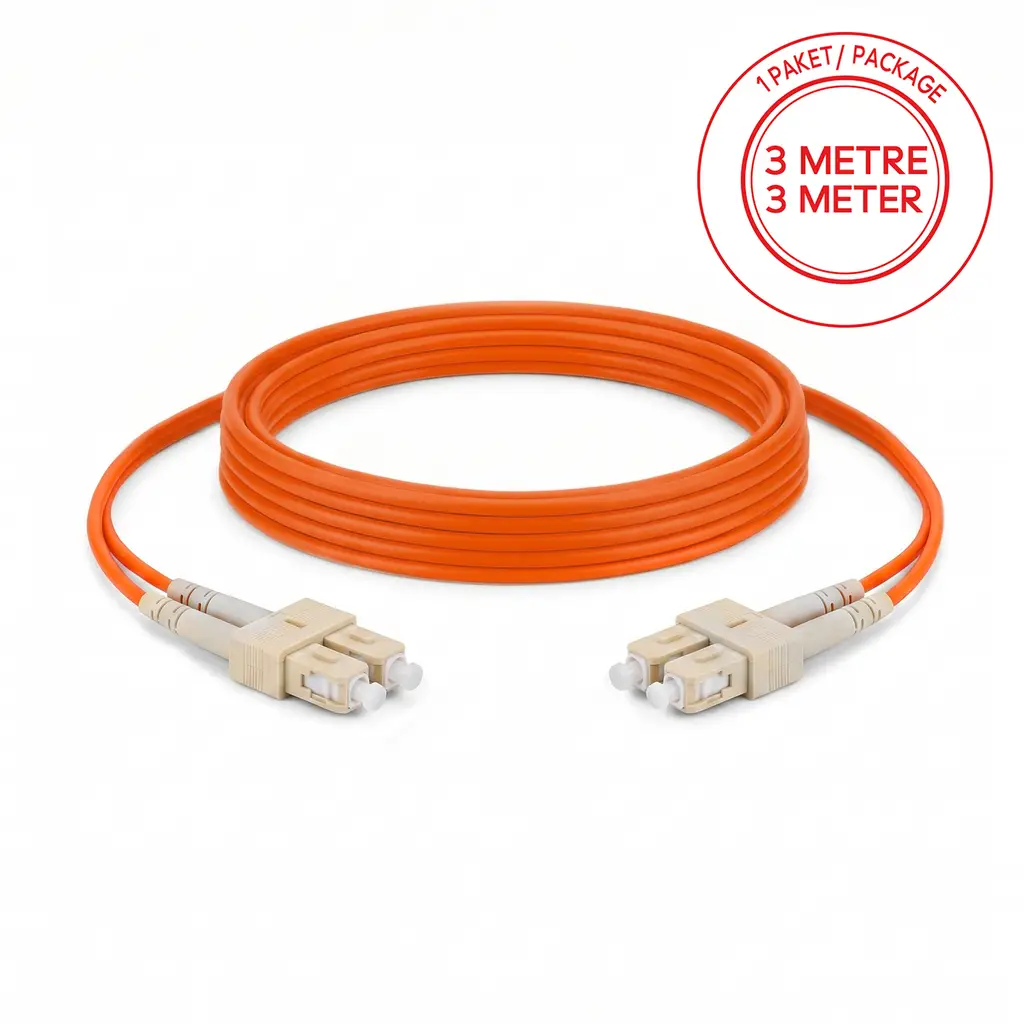 Alfafonet SC/PC-SC/PC Multimode OM2 Dupleks 3 Metre Fiber Patch Cord